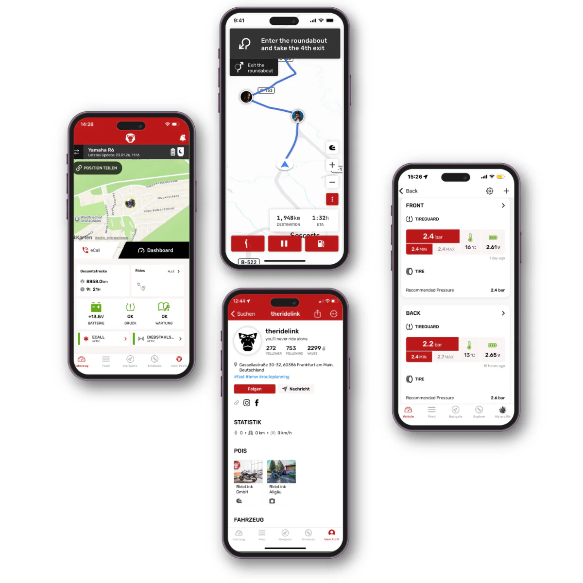 RideLink App Routenplanung