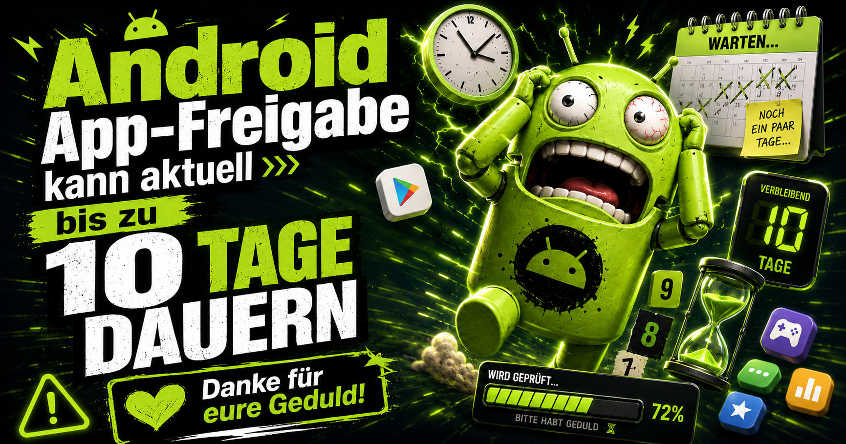 Android-App-Freigaben können aktuell leider bis zu 10 Tage dauern.